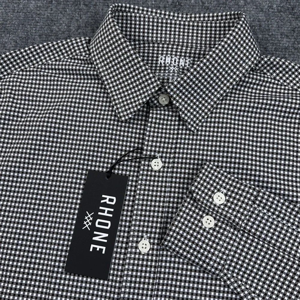 NEW Rhone‎ Commuter Shirt Slim Fit Men's Small Orso Brown Check Gingham Stretch